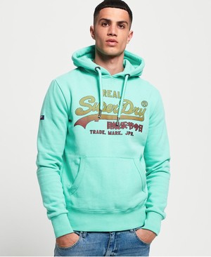 Superdry Vintage Logo Fade Férfi Kapucnis Pulóver Menta | EDUKP4601